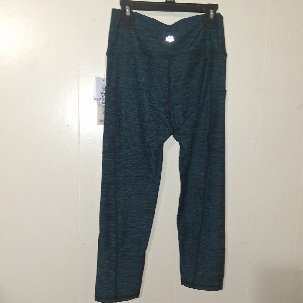 Nine West Teal Marled High-Waist Workout Capri Leggings - Picture 6 of 7